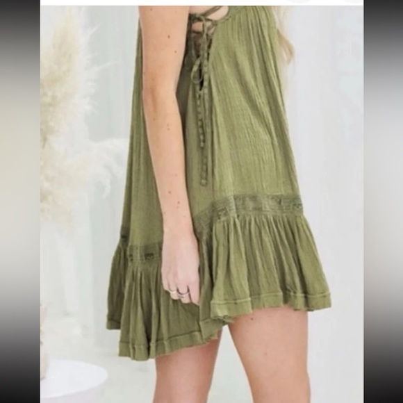 Free People Sweet Thing Tunic Dress Moss
 Size Medium - Picture 3 of 12